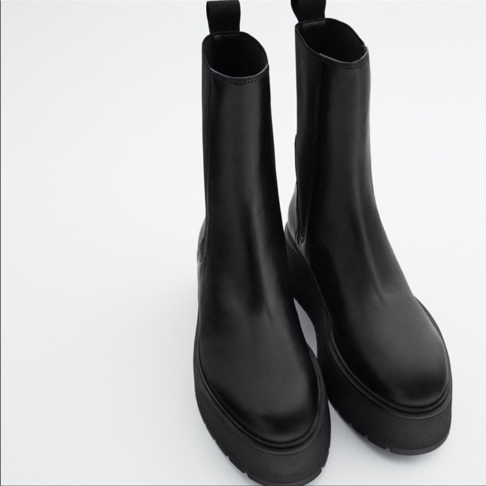 Zara - flat platform leather ankle boots